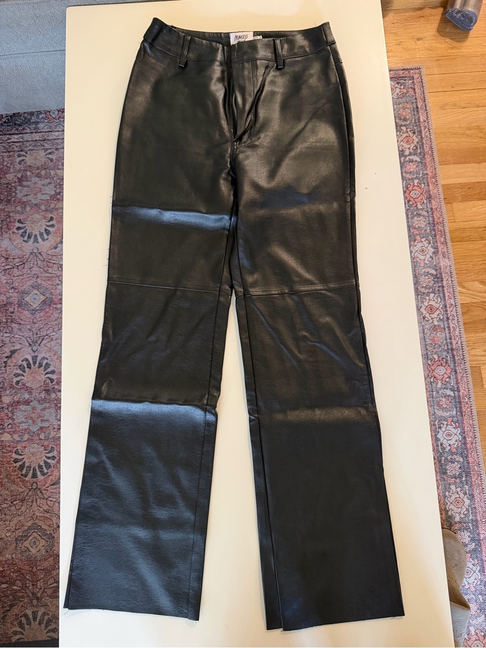 Princess Polly Black Faux Leather Wide-Leg Pants